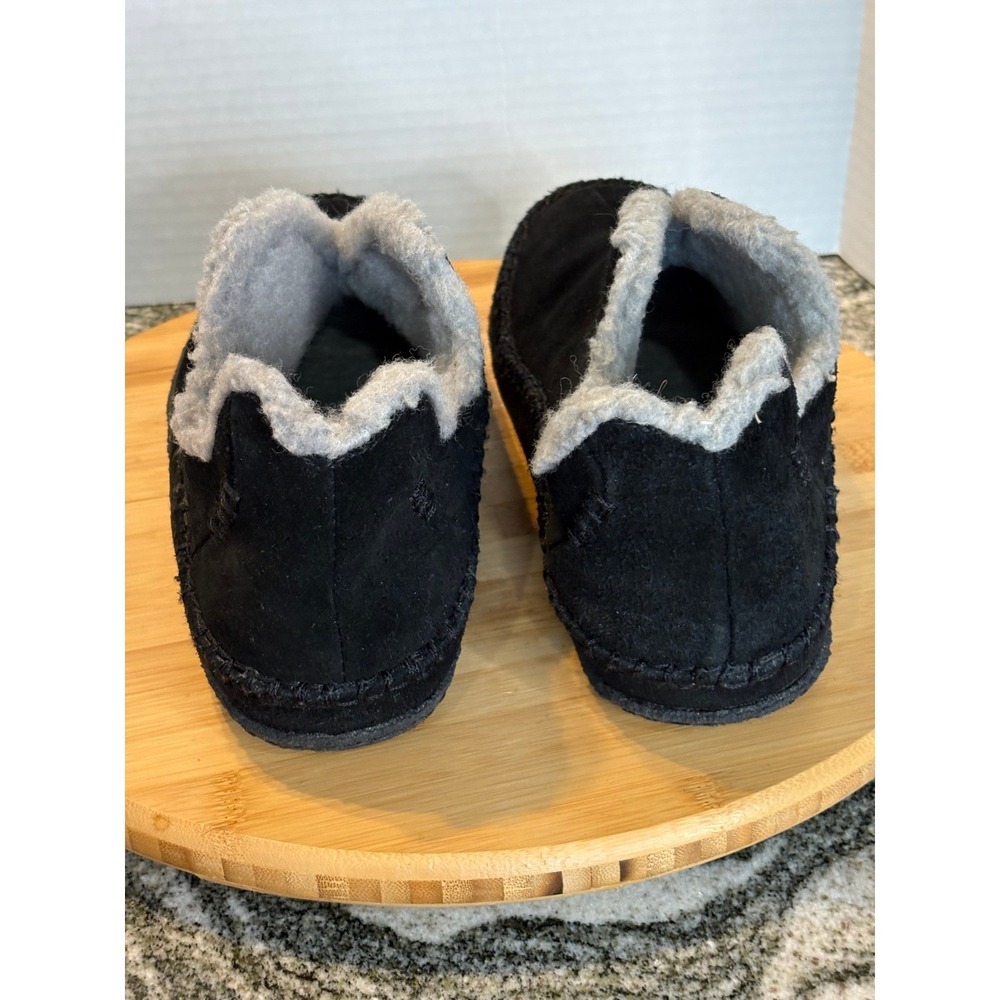 SOREL Manawan Men's Black Suede Shearling Lined Slippers Mules Size 10 - Picture 4 of 7